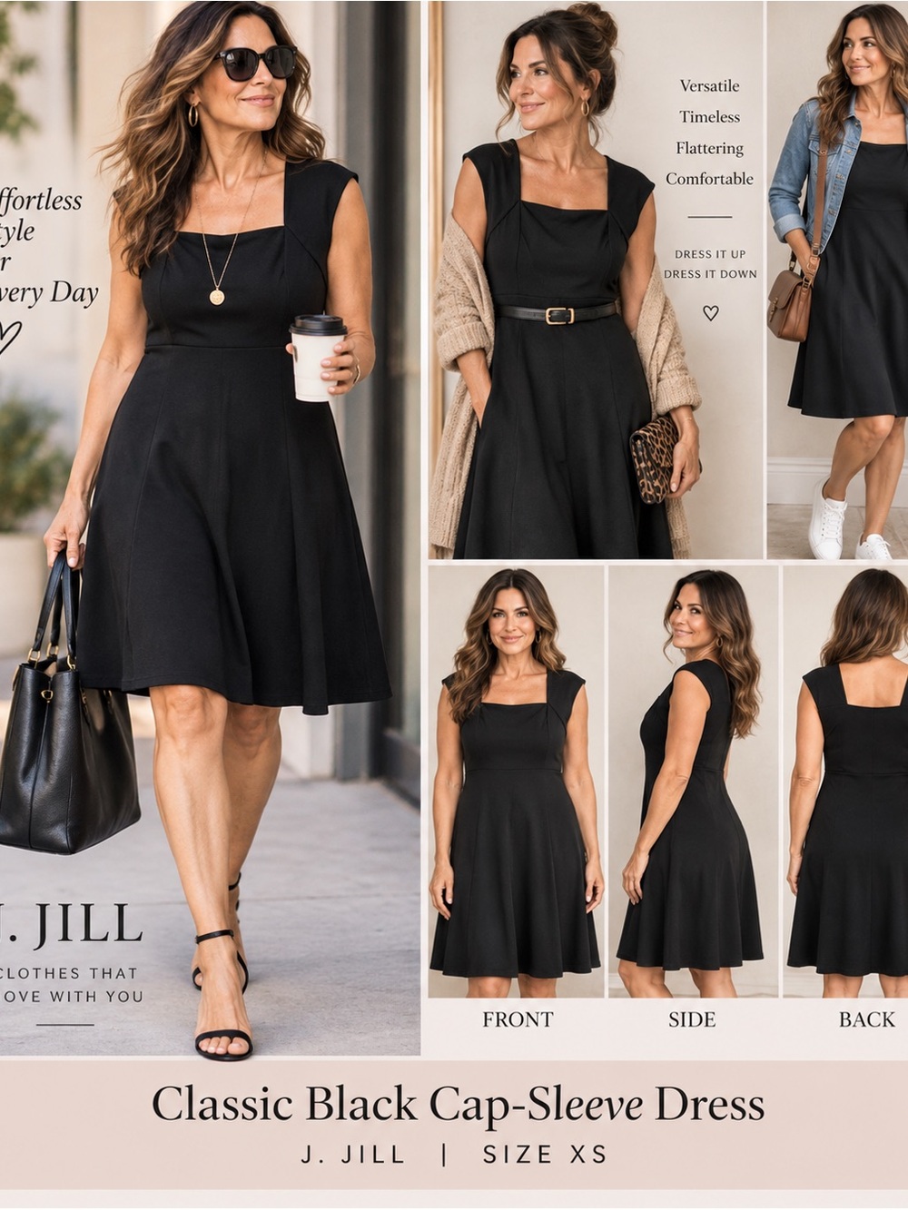 Classic Black Cap-Sleeve Dress - Women J Jill XS